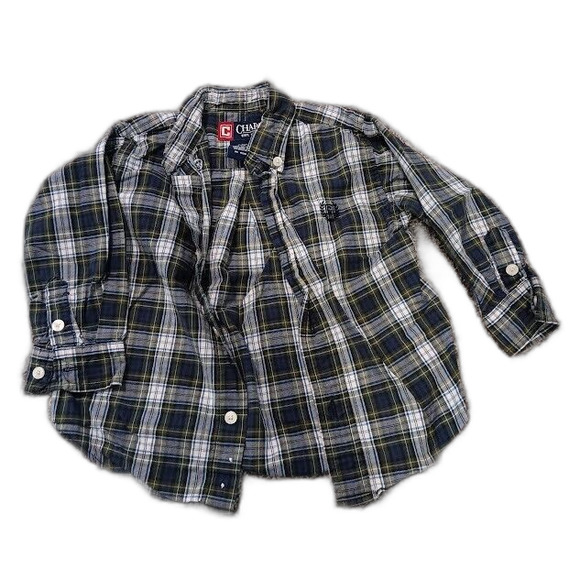 Chaps Infant/Toddler Blue Plaid Button Down Shirt- Size 24 Months - Picture 1 of 4